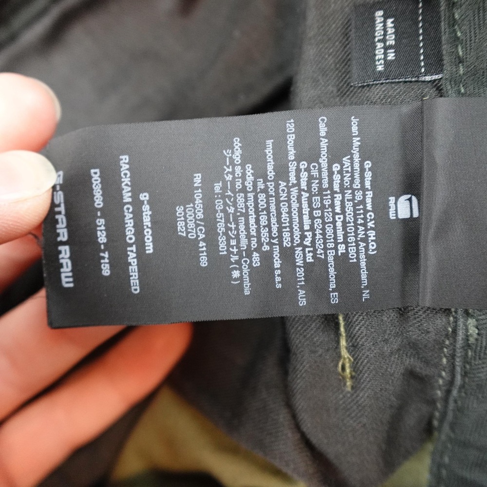 G-Star RAW Rackam Cargo Pants Mens 32x30 Green Canvas Slim Tapered Outdoor - Picture 5 of 9